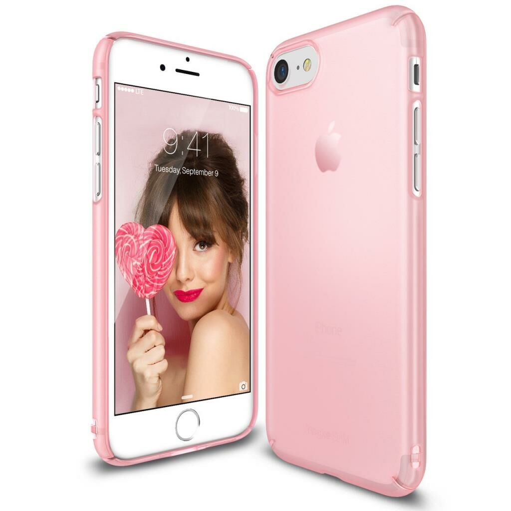 Ringke Slim Frost iPhone 7/8 ile Uyumlu KIlıf Pink İnce Buzlu Transparan