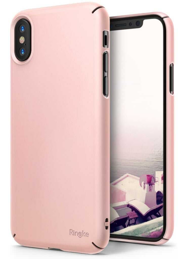Ringke Slim iPhone X ile Uyumlu KIlıf Peach Pink