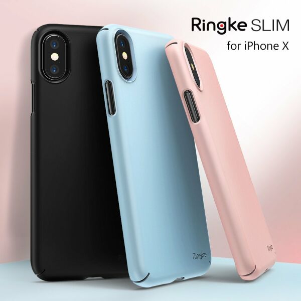 Ringke Slim iPhone X ile Uyumlu KIlıf Peach Pink