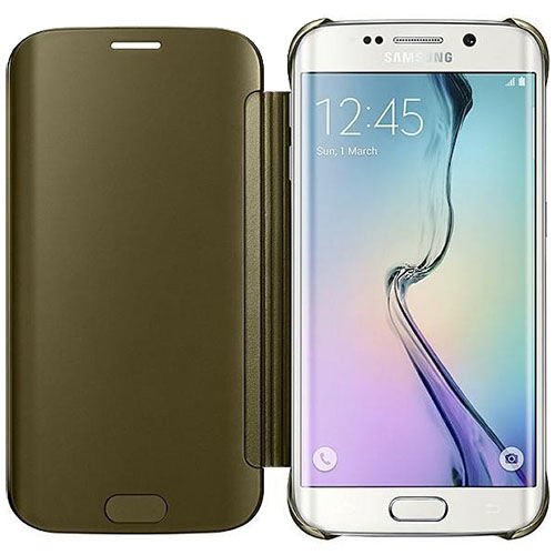 Galaxy S6 Edge ile Uyumlu Clear View Cover Altın EF-ZG925BFEGWW (Out)