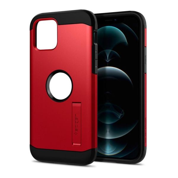 Spigen iPhone 12 / iPhone 12 Pro ile Uyumlu Kılıf Tough Armor Red