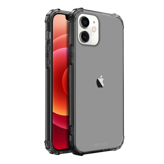 Blogy iPhone 12/ 12 Pro ile Uyumlu Crystal Fit Kılıf Smoke Black