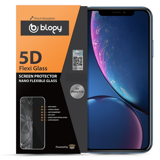 Blogy iPhone 11 Pro / Xs / X ile Uyumlu Flexi 5D Ekran Koruyucu