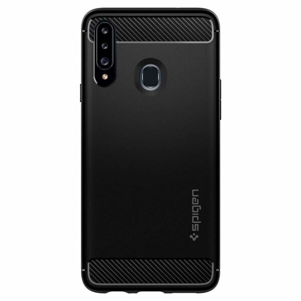 Spigen Galaxy A20s ile Uyumlu Kılıf Rugged Armor Matte Black