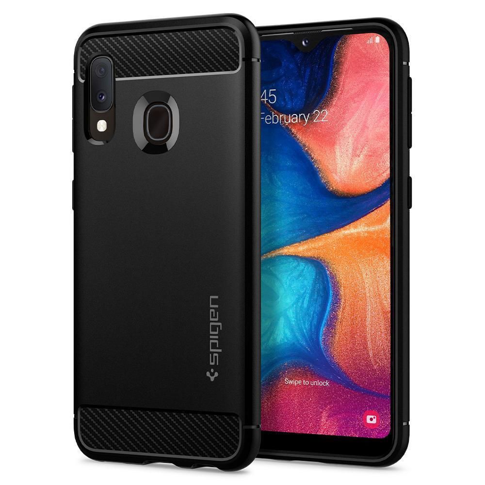 Spigen Galaxy A20e ile Uyumlu Kılıf Rugged Armor Matte Black