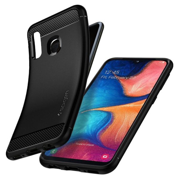 Spigen Galaxy A20e ile Uyumlu Kılıf Rugged Armor Matte Black