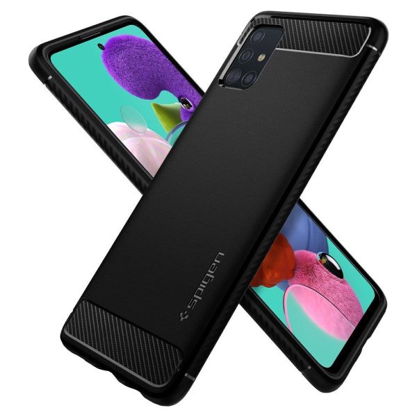 Spigen Galaxy A51 ile Uyumlu Kılıf Rugged Armor Matte Black