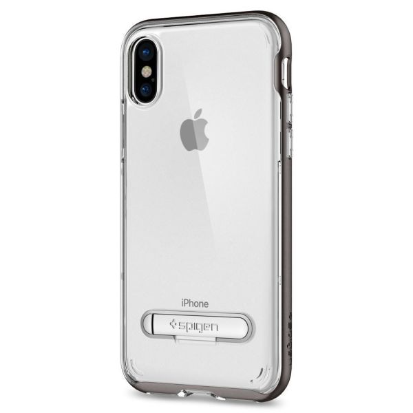 Spigen iPhone X ile Uyumlu Kılıf Crystal Hybrid Gunmetal