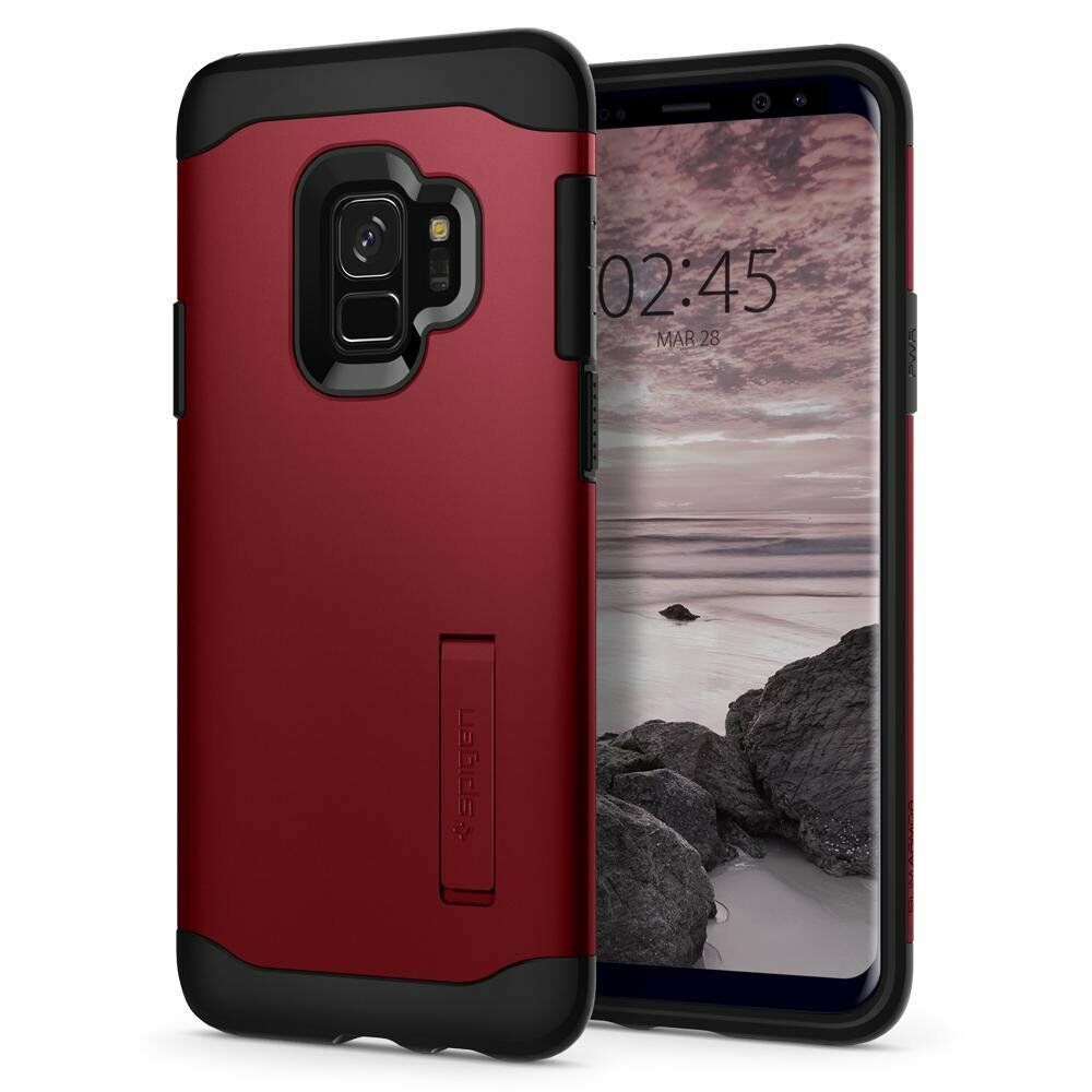 Spigen Galaxy S9 ile Uyumlu Kılıf Slim Armor Merlot Red