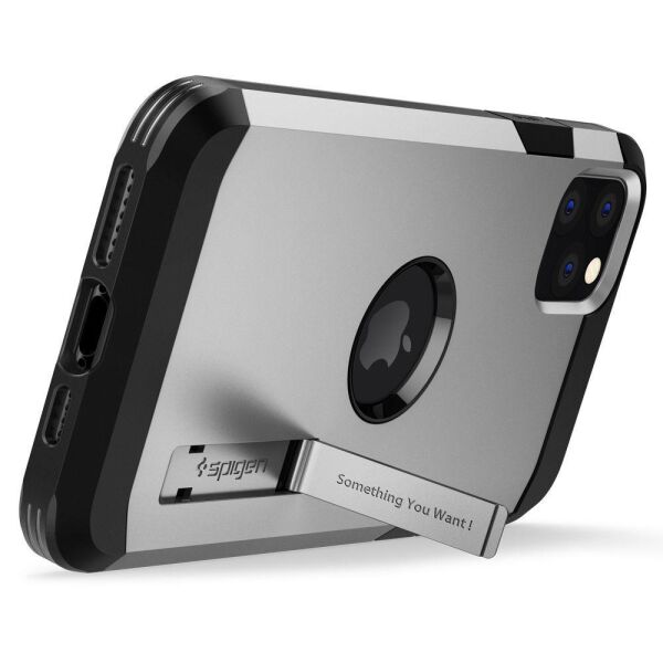 Spigen iPhone 11 Pro Max ile Uyumlu Kılıf Tough Armor Satin Silver