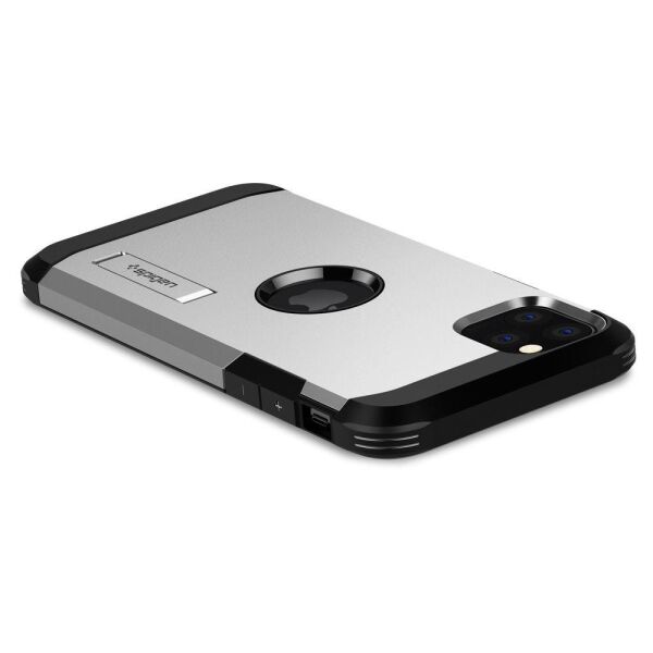 Spigen iPhone 11 Pro Max ile Uyumlu Kılıf Tough Armor Satin Silver