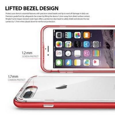Ringke Frame İphone 7 Plus ile Uyumlu Çerçeveli Bumper Kılıf Blaze Red