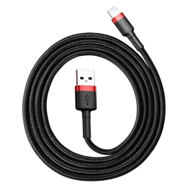 Baseus Cafule 2.4A Lightning 1M Şarj Kablosu CALKLF-B19 Kırmızı/Siyah