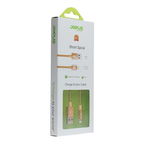 Jopus Short Spiral Lightning Data ve Şarj Kısa Kablo Gold