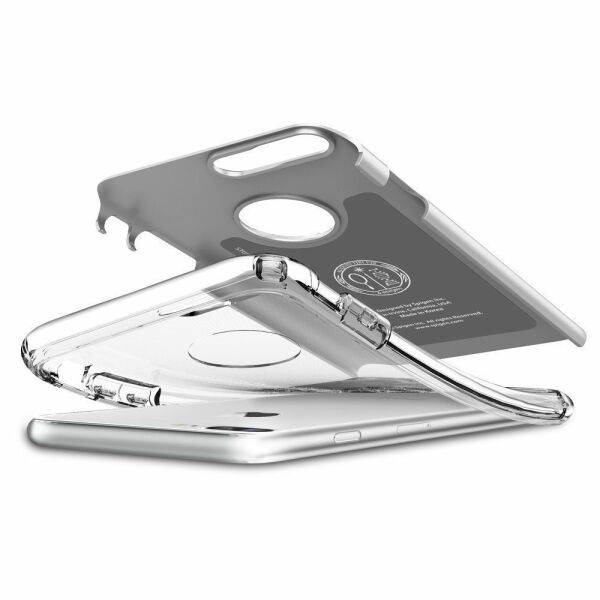 Spigen iPhone 7 Plus ile Uyumlu Kılıf Hybrid Armor Satin Silver