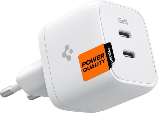 Spigen Powerarc Arcstation 35W Hızlı Şarj Cihazı 2 Port Gallium Nitride (Gan) Usb-C Pd 3.0 30W / Pps 30W (Samsung Hızlı Şarj Destekli) iPhone / Android Şarj Adaptörü PE2104 White