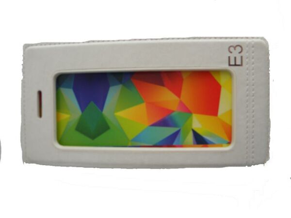 Jopus Discovery E3 ile Uyumlu Suni Deri KK-147 Kapaklı Koruma Kılıfı Beyaz