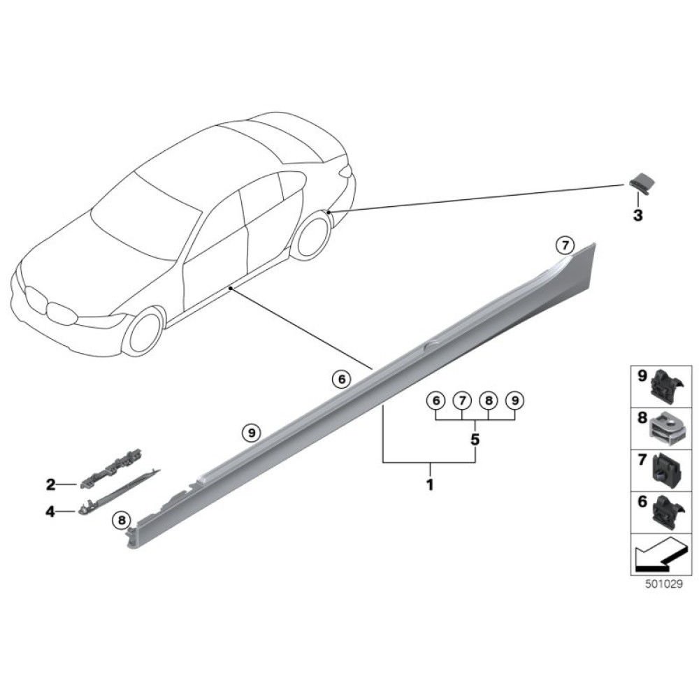 Bmw 3 Seri G20 Kasa Marsbiyel Kaplaması Sağ Bmw Orijinal Marka 51778493952