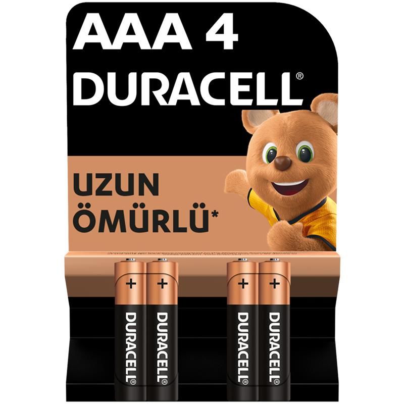 Duracell Alkalin İnce Kalem Pil (AAA) 4 Lü Kartela