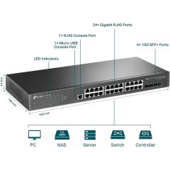 TP-LINK OMADA TL-SG3428X 24 PORT 10/100/1000 4 X SFP YONETILEBILIR RACK MOUNT SWITCH