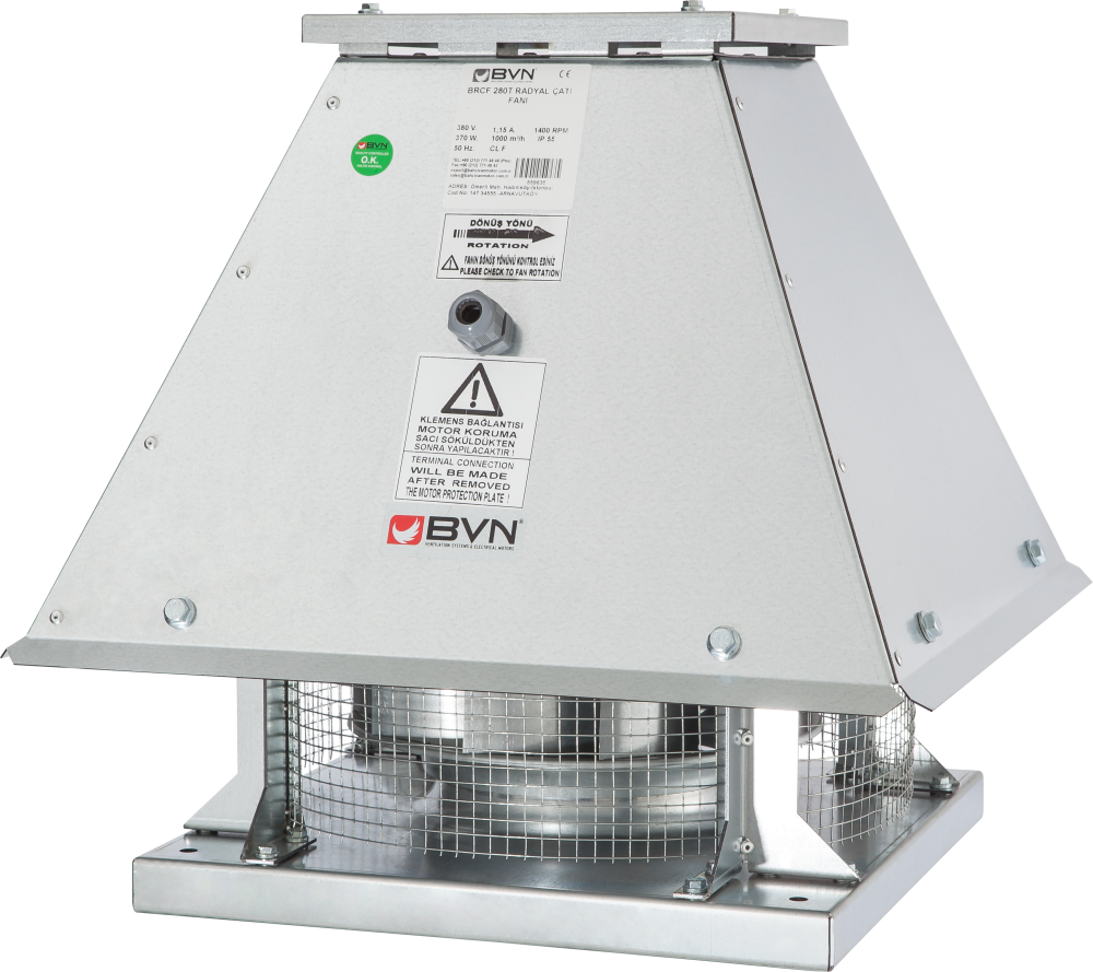 Bvn Bahçıvan Brcf 630T Yatay Atışlı Radyal Çatı Fanı 380V(13000m³/h)