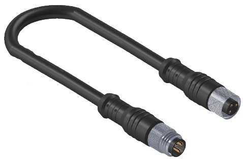 ERCONTEC ERF8-MSFS3C-05BPVC M08, 3 pin, dişi düz-erkek düz konnektörlü, 5m pvc kablo