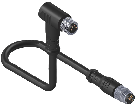 ERCONTEC ERF8-FAMS4C-02BPVC M08, 4 pin, dişi 90°-erkek düz konnektörlü, 2m pvc kablo
