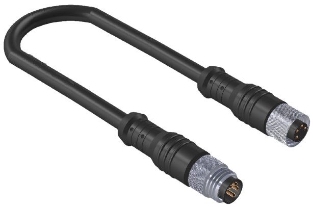 ERCONTEC ERF8-MSFS4C-03BPVC M08, 4 pin, dişi düz-erkek düz konnektörlü, 3m pvc kablo
