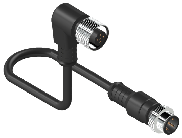 ERCONTEC ERF12-FAMS5C-03BPVC M12, 5 pin, dişi 90°-erkek düz konnektörlü, 3m pvc kablo