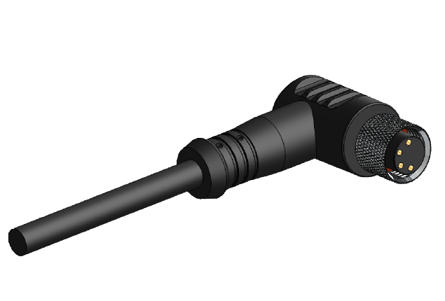 ERCONTEC ERF12-FA4C-10BPVC M12, Açılı, 4 Pinli, Standart, 10 metre Siyah PVC Kablo