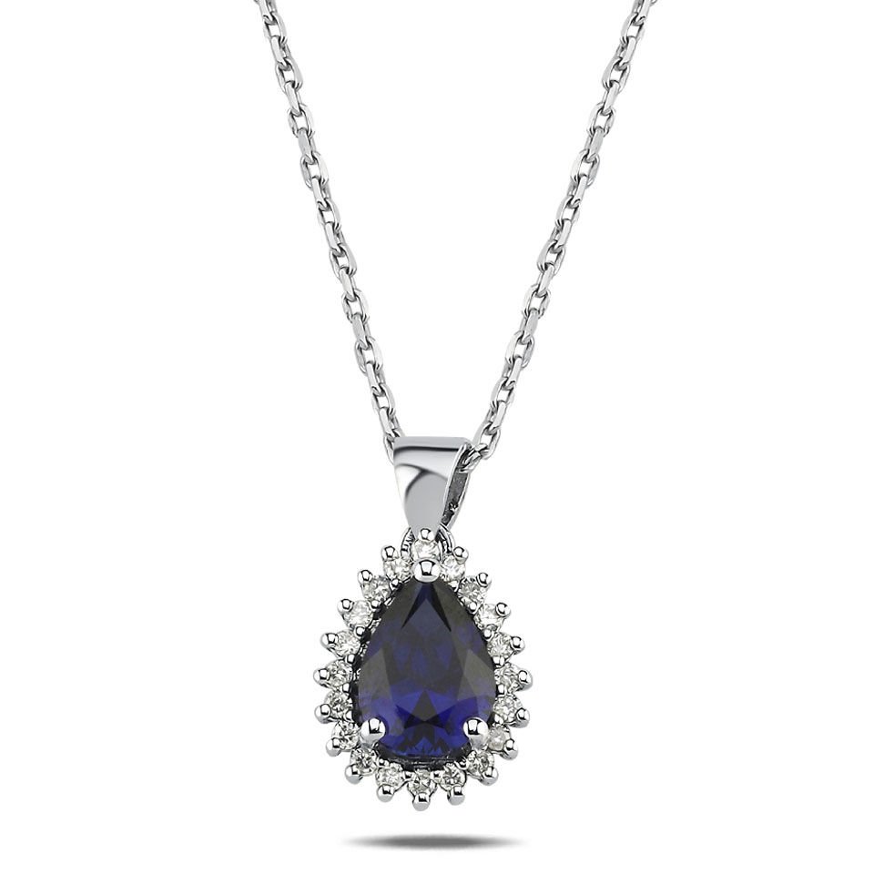 0.88 Karat Safir Pırlanta Kolye