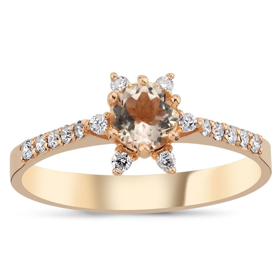 0.87 Karat Morganite Pırlanta Yüzük