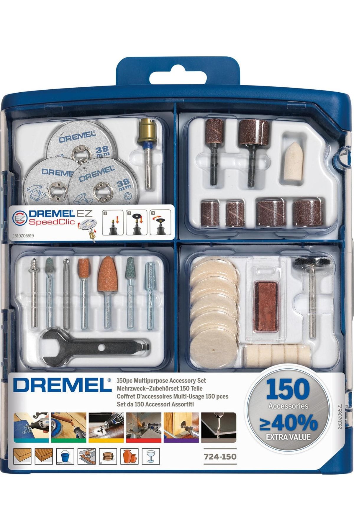 DREMEL ÇOK AMAÇLI AKSESUARSETİ 724 150Lİ