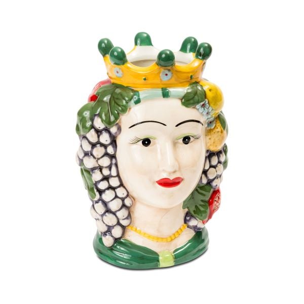 Üzüm Başlı Sicilyalı Kadın Yeşil Vazo
