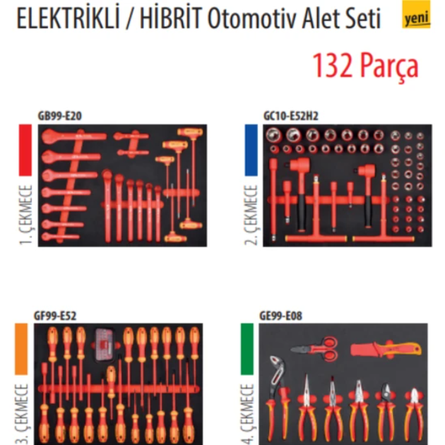 Ceta Form 132 Parça ELEKTRİKLİ/HYBRİD Otomotiv Alet Seti (Sadece İçerik)