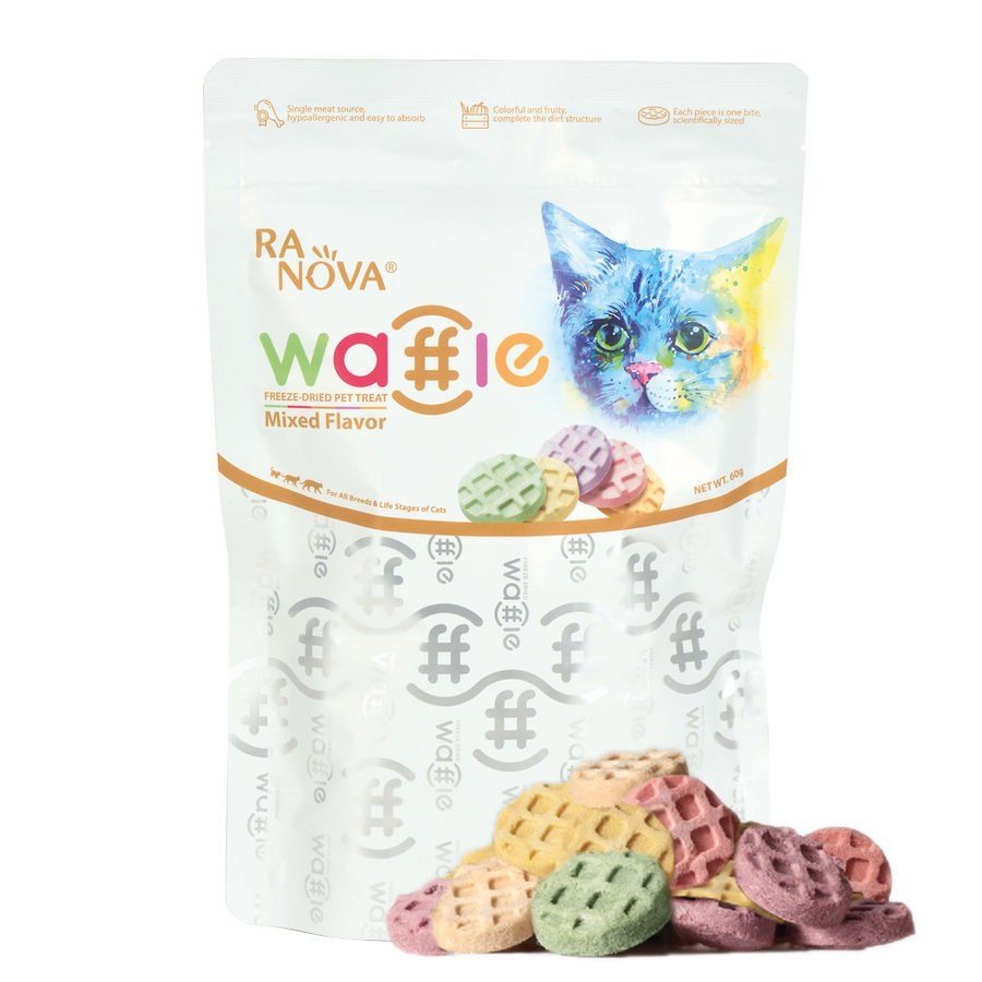 Ranova Kediler için Dondurularak Kurutulmuş Karışık Lezzet Waffle Ödül 60gr