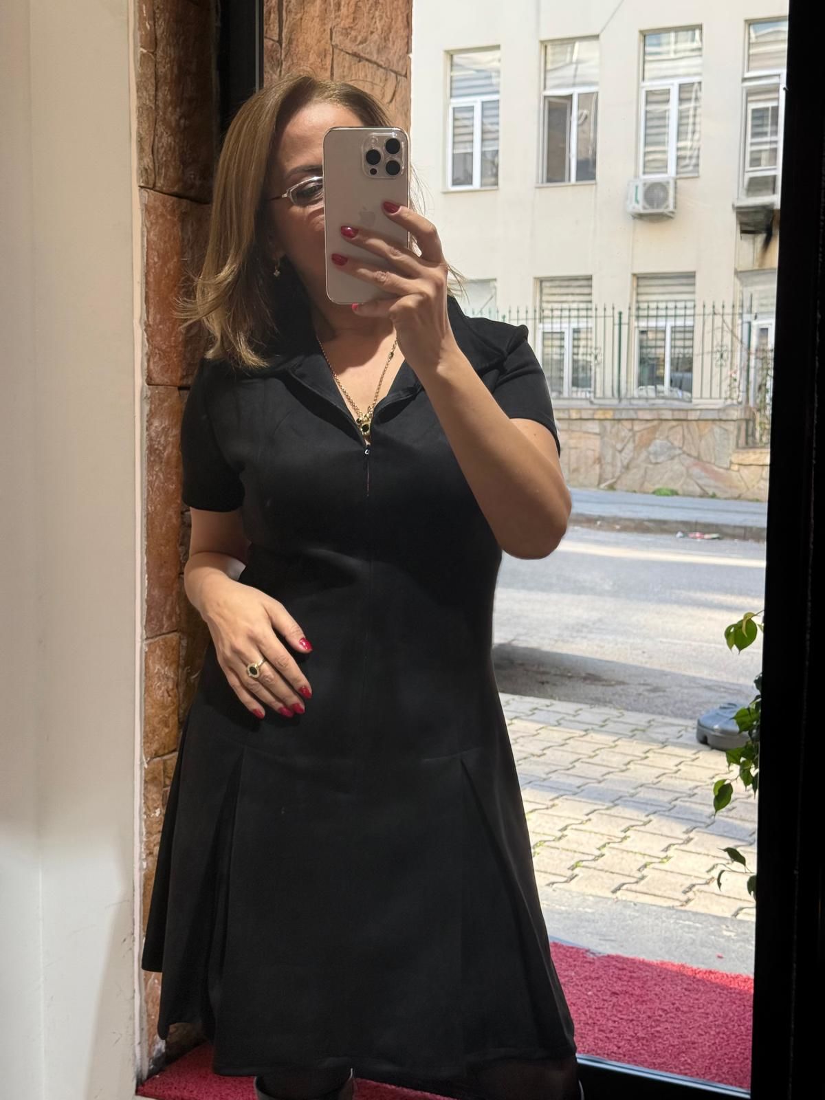 Nubuk Pilelİ Mini Elbise Siyah Yeni