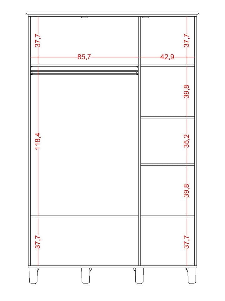 Bohemsoft 3 Kapaklı Dolap Kabini Ayaklı