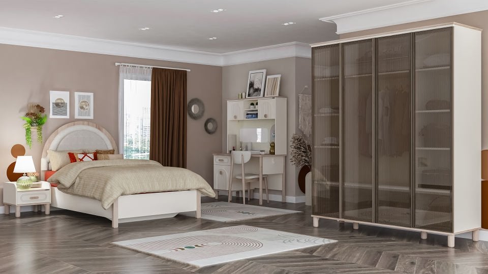 Bohemsoft 4 Kapaklı Dolap Kabini Ayaklı