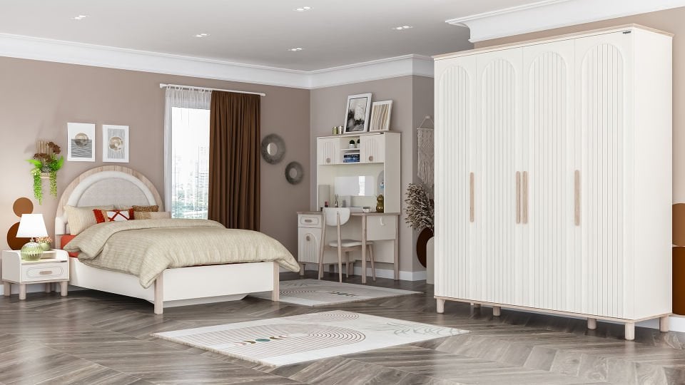 Bohemsoft 4 Kapaklı Dolap Kabini Ayaklı