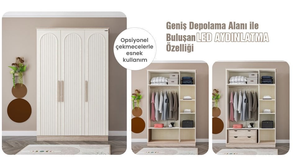 Bohemsoft 3 Kapaklı Dolap Kabini