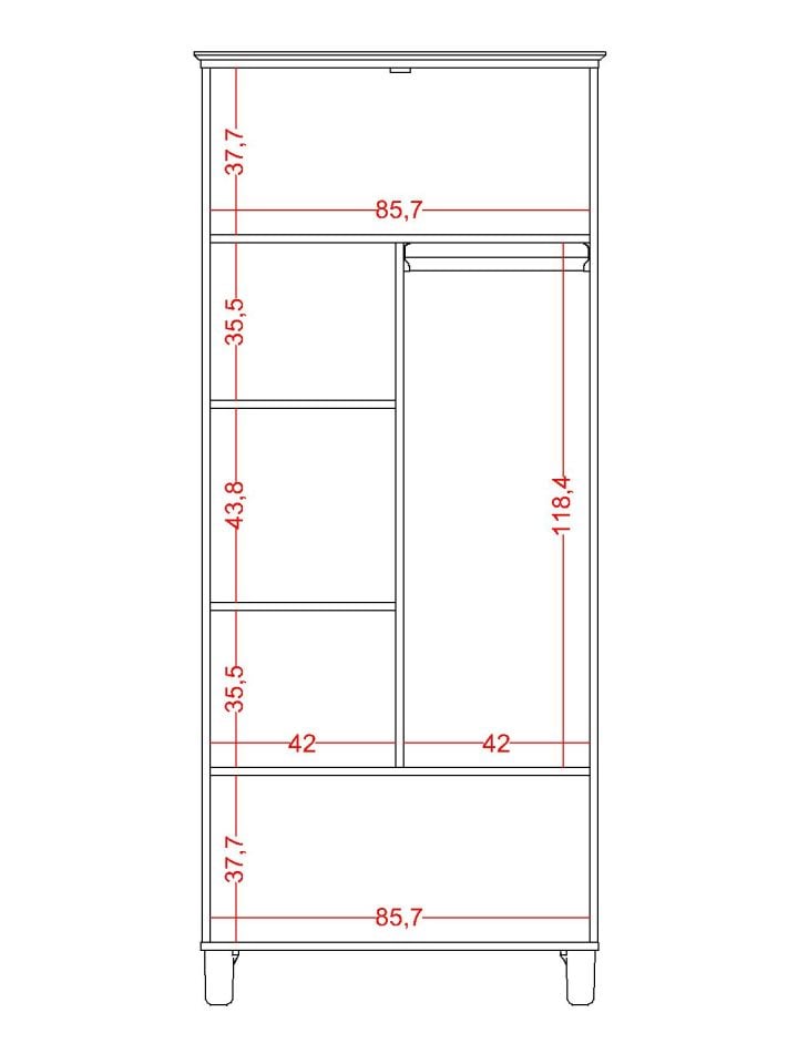 Bohemsoft 2 Kapaklı Dolap Kabini Sol Ayaklı