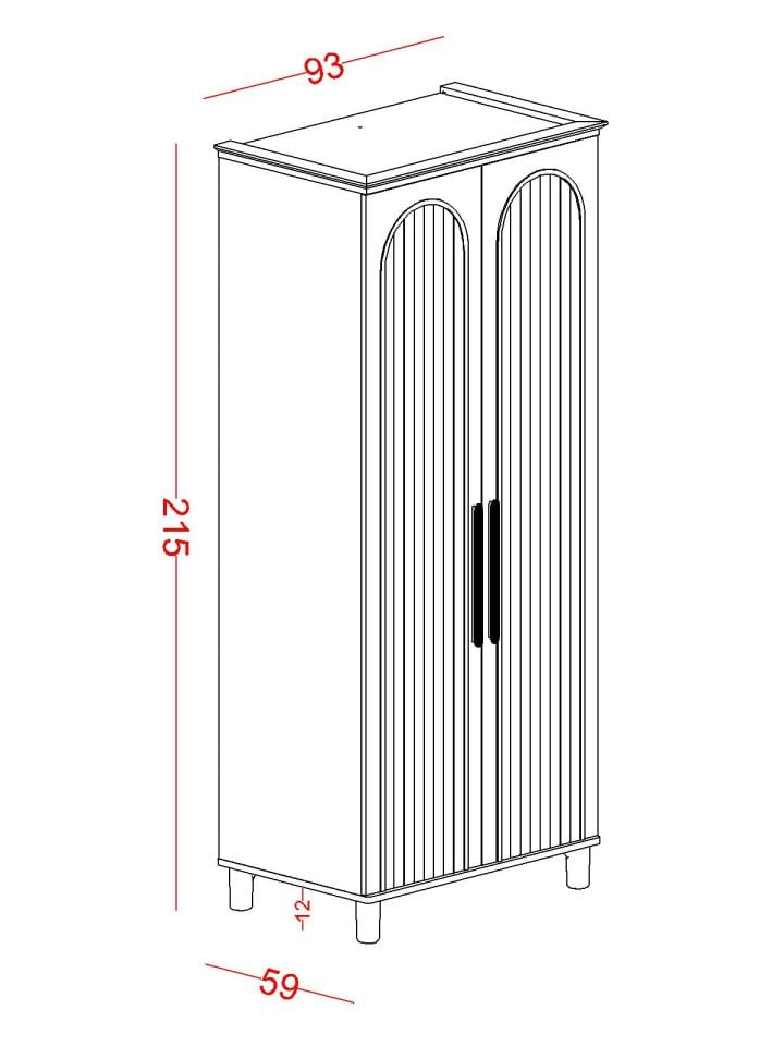 Bohemsoft 2 Kapaklı Dolap Kabini Sol Ayaklı