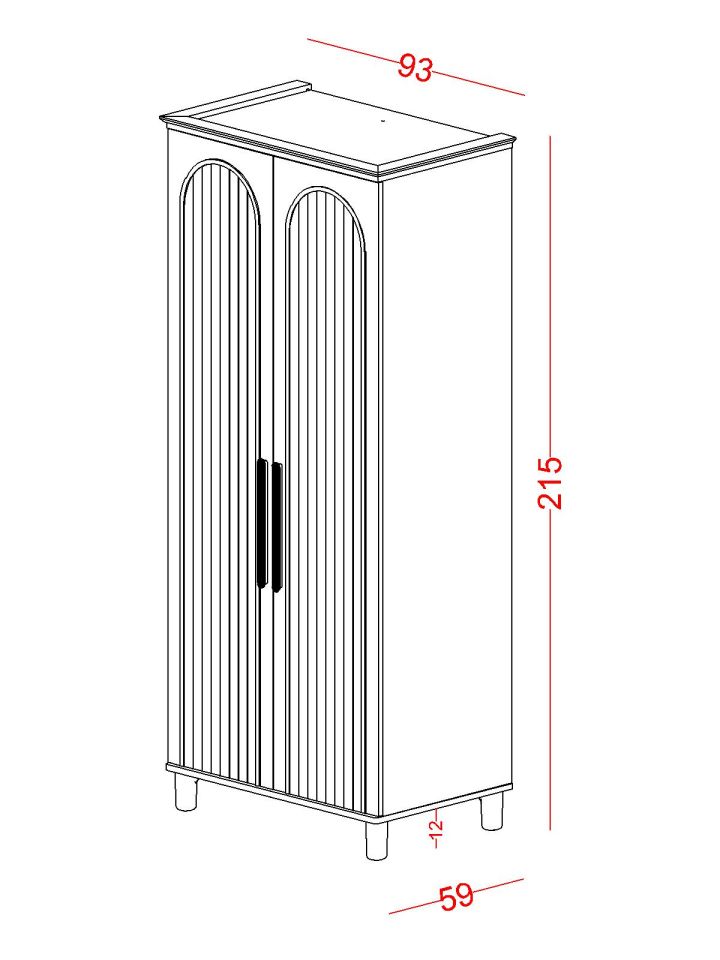 Bohemsoft 2 Kapaklı Dolap Kabini Sağ Ayaklı