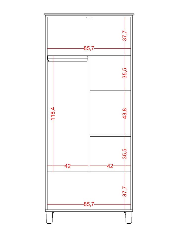 Bohemsoft 2 Kapaklı Dolap Kabini Sağ Ayaklı