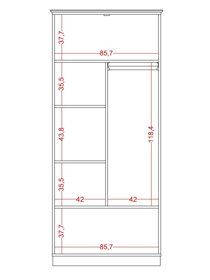Bohemsoft 2 Kapaklı Dolap Kabini Sol (Bazalı)