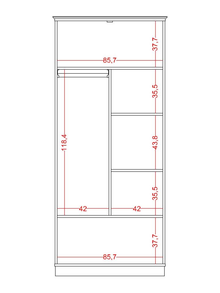 Bohemsoft 2 Kapaklı Dolap Kabini Sağ (Bazalı)