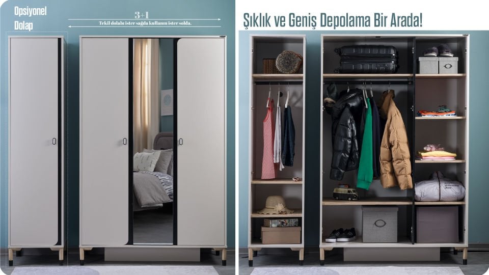 Lion 4 Kapaklı Dolap