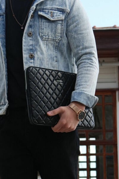 Guard Siyah Üçgen Desen  Clutch Çanta