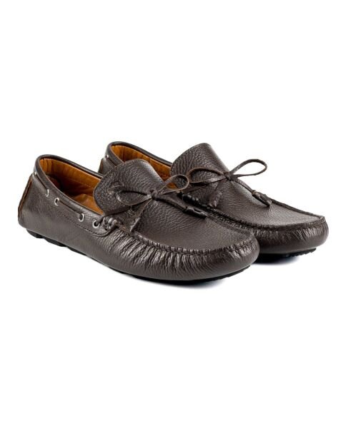 Ancrya Kahverengi Hakiki Deri Erkek Loafer Ayakkabı